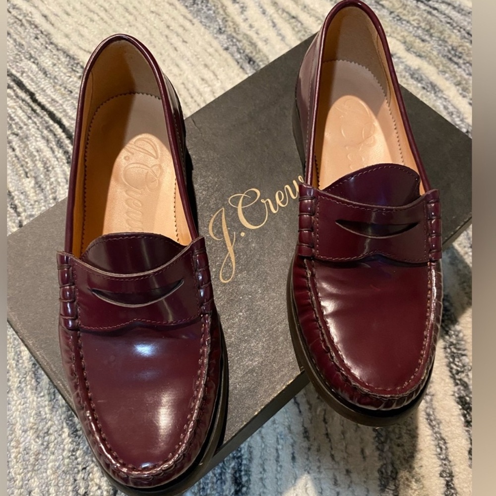 J. Crew rare Burgundy Winona penny loafers in spazzolato Italian leather - Picture 4 of 5